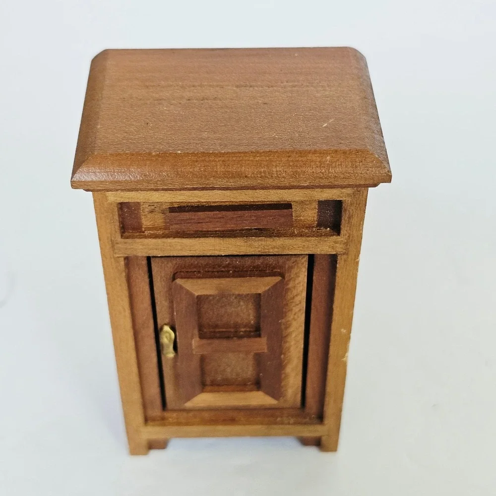 Vintage Miniature Kitchen Furniture Stove Ice Box Butcher Block Set Farmhouse